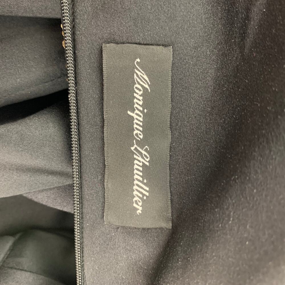 MONIQUE LHUILLIER Size 4 Black Gold Silk Rayon Sequined Cocktail Dress - Picture 7 of 7